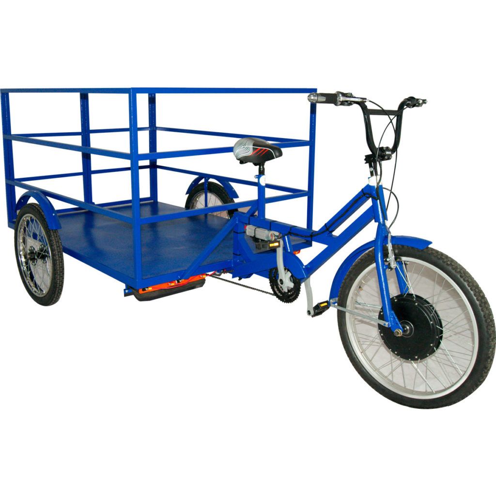 Triciclo de carga trasera con rejas